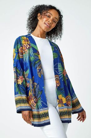 Roman Tropical Print Kimono Jacket