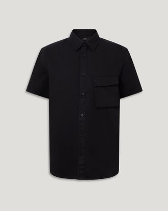 Belstaff Camisa De Manga Corta Scale Para Hombre Garment Dye Cotton Negro 2xl
