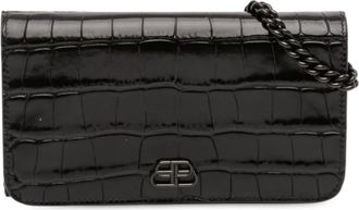 Balenciaga Pre-owned Balenciaga Croc Embossed Leather BB Phone Holder with Chain 601392-1000-W-527545