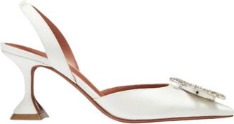 Amina Muaddi Begum 70 Satin Slingback Pumps, Brand Size 35 ( US Size 5 )