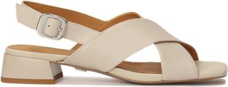 Kazar Leren sandalen met lage hak - Dames - Sandalen met hakken - Beige - 35 EU - Leer - Schoenen