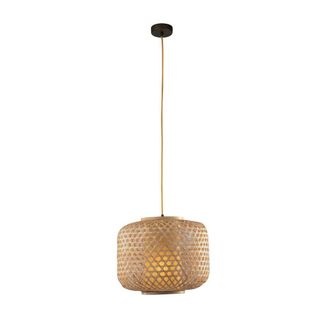 Netlighting ZEN Cylindrical Pendant Ceiling Light Wood 40x31cm in Brown | Size: 40x31 cm