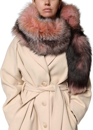 Dolce & Gabbana Pink Frost Fox Fur Neck Warmer Winter 120cm x 27cm Womens Scarf (Pre-Owned)