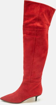 Jimmy Choo London Red Suede Rise 50 Knee Length Boots