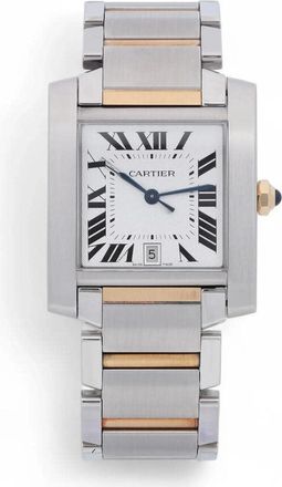 Cartier Pre-owned Cartier Tank Francaise Silver Grained Dial Mens Watch W51005Q4