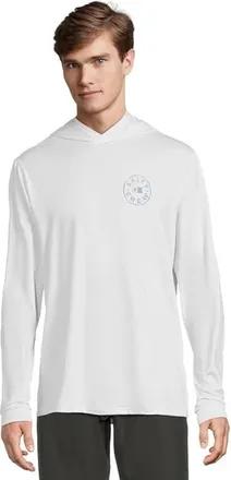 Salty Crew Watermark Sunshirt Men White Stretch Long Sleeve Hooded DDR2618