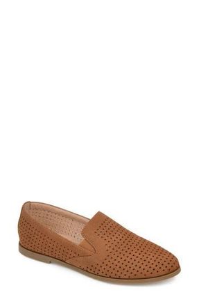 Journee Collection Lucie Perforated Flat Loafer - Wide Width Available in Brown at Nordstrom Rack, Size 6.5