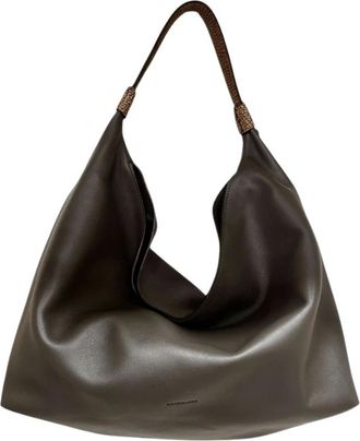 Borbonese Plie Hobo Bag Medium - Dames - Tassen - Bruin - Maat: ONE Size