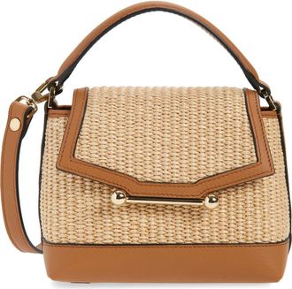 Strathberry Nano Mosaic Raffia & Leather Top Handle Bag in Tan/Natural at Nordstrom