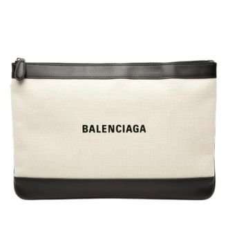 Balenciaga Pre-owned Clutches, female, Beige, Size: ONE SIZE Pre-owned Navy Clip Clutch