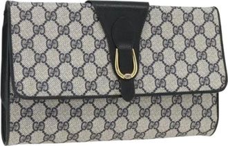 Gucci Pre-owned Clutches, female, Blue, Size: ONE SIZE Pre-owned Vintage GG Canvas Clutch