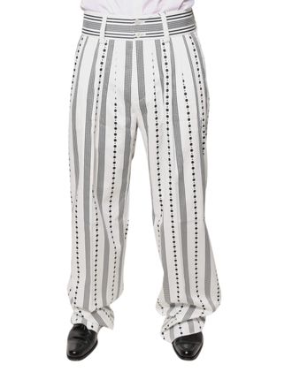 Dolce & Gabbana Mens Striped Formal Trousers White