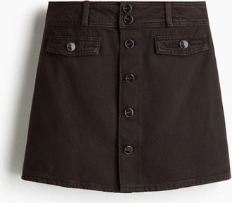 H&M A-line Denim Mini Skirt in Dark Brown at Nordstrom, Size 10