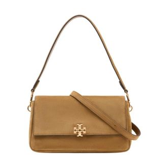 Tory Burch Tassen, Dames, Bruin, ONE Size, Su&egrave;de, Kira Chevron Suede Schoudertas