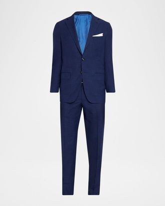 Kiton Men & apos;s Textured Check Wool and Silk Two-Piece Suit