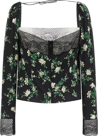 Dolce & Gabbana Floral Silk Blend Blouse - Black