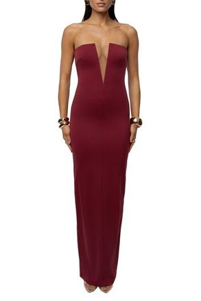 JLUXLABEL Midnight Illusion Maxi Gown in Burgundy at Nordstrom, Size X-Large