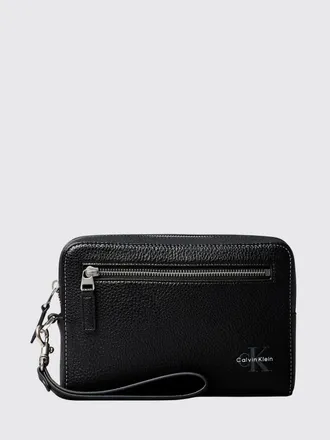 Calvin Klein Pochette portadocumenti in ecopelle con logo e cinturino da polso