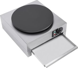 OEM Crepera El&eacute;ctrica, Temperatura Regulable, Gran Superficie De Calentamiento, Color Plata