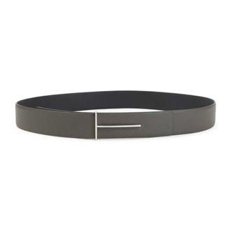 Tom Ford Grain Leather Slim T Reversible Belt - male - Tom Ford - Belts - Gray - 105 CM - Accessories
