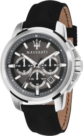 Maserati Zwarte Leren Dress Horloge