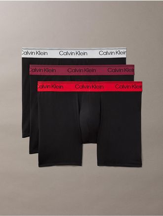 Calvin Klein Mens Microfiber Stretch 3-Pack Boxer Brief - Black - XL