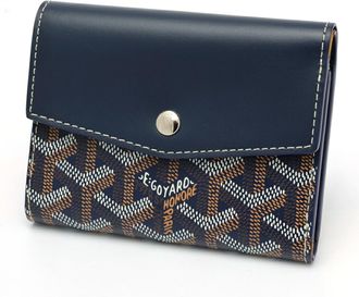 Goyard Blue Navy Canvas Leather Wallet (Tri-Fold) (Pre-Owned)
