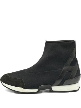 Herm&egrave;s slip-op sneakers - women - Fabric/Calf Leather/Fabric/Calf Leather/Rubber - 36 - Black