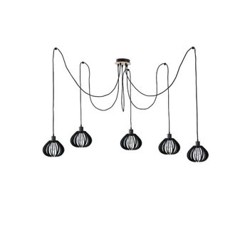 Netlighting Nicoleta Cluster Pendant Ceiling Light Black & Natural 5x E27