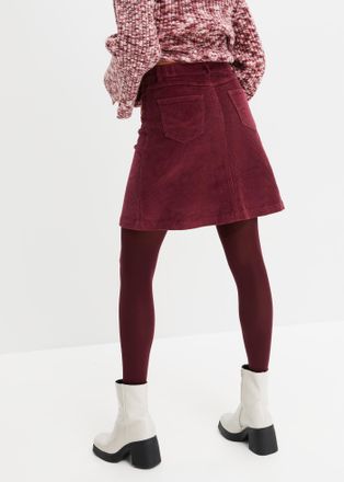 Bonprix Cordrock BONPRIX Stretch-Cordrock mit Knopfleiste, Damen, Gr. 44, rot (ahornrot), Cord, Obermaterial: 98% Baumwolle, 2% Elasthan, unifarben, A-Linie k