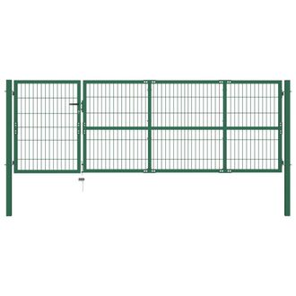 Berkfield Home Garden Fence Gate with Posts 350x100 cm Steel Green