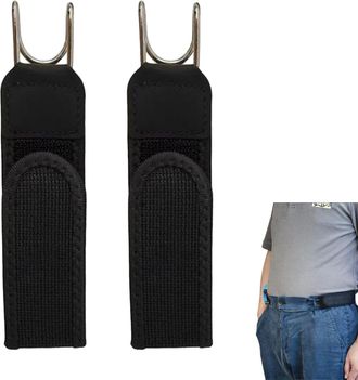 Generic 2PCS Metal Hook Elastic Belt, No Buckle Belts For Men, Buckless Belts, Unisex Waist Strap, Adjustable Side Belt, For Men Women Work Casual Business Tr