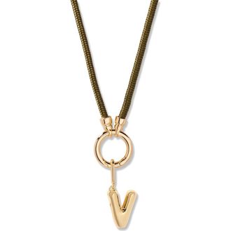 Brook & York Kai Initial Charm Necklace in Gold/Olive V at Nordstrom