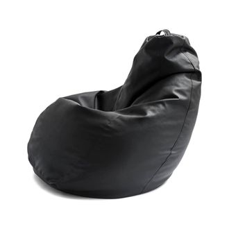 Dmora Dmora - Puff Dabbew, Bolso Puf, 100% Made In Italy, Puf De Piel Sint&eacute;tica, Cm 70x70h110, Negro