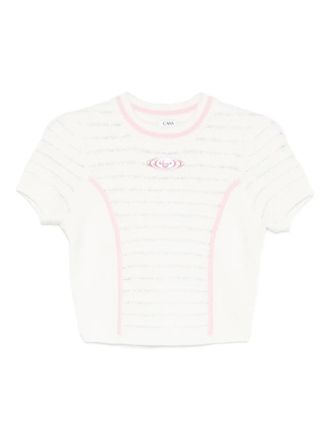 Casablanca Top con bordo a contrasto - Bianco