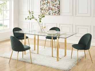 Vente-Unique Lotto di 2 sedie in Velluto e Metallo Dorato Verde - MELBOURNE