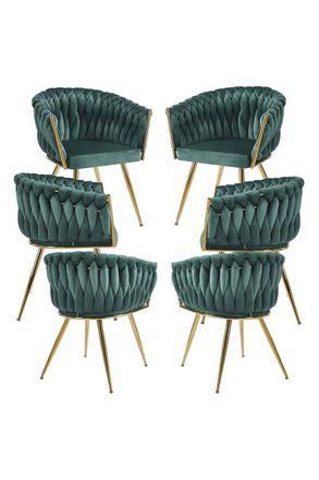 Regalos Miguel Packs Sillas Comedor - Pack 6 Sillas Widny Golden Terciopelo - Verde