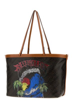 Balenciaga Womens Printed Canvas Medium Select Shopping Bag Black-L Vsurfer Red Borse A Mano Black/l