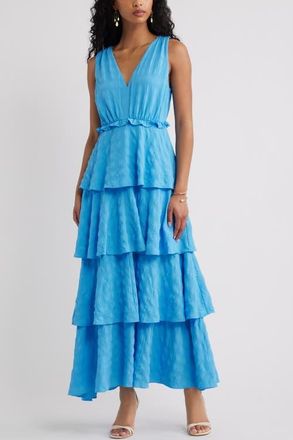 Chelsea28 Floral Tiered Maxi Dress in Blue Maya at Nordstrom, Size Xx-Small