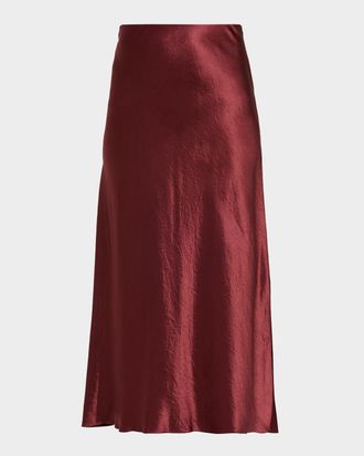 Vince Side-Slit Satin Slip Skirt
