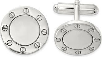 Diamond2Deal Sterling Silver Polished Circle Cuff Links