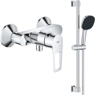 GROHE Conjunto De Mezclador Mec&aacute;nico Para Ducha Grohe Startloop + Juego De Ducha De 2 Chorros Con Barra Cromada