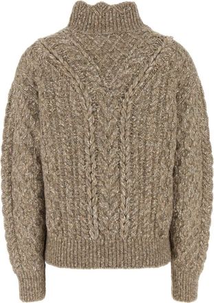 Isabel Marant Womens Cable-Knit Cotton Blend Sweater Taupe Nylon Alpaca Acrylic