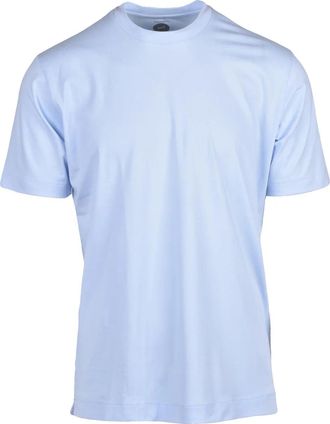 Mazzarelli Light Blue Cotton Stretch T-Shirt With Classic Crew Neck