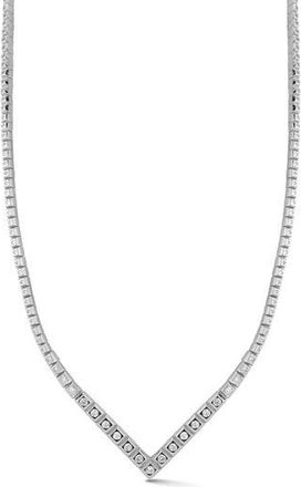Glaze Jewelry Cubic Zirconia V Tennis Necklace in Silver at Nordstrom Rack