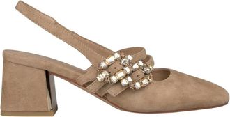 Alma En Pena Double Strap Slingback Shoe - Dames - Pumps - Beige - 38 EU - Leer - Schoenen