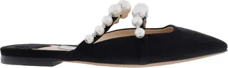 Jimmy Choo London Amaya Pearly Two-Band Suede Flats, Brand Size 34 ( US Size 4 )