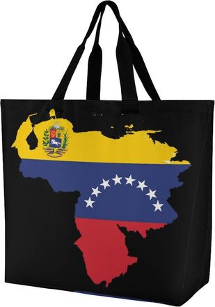 Generic Venezuela Map of Flag Tote Bag Reusable Grocery Shopping Bags Large Travel One Shoulder Handbag for Picnic Work