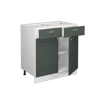 Vicco Mueble Bajo De Cocina Fame-line, Verde Dorado Casa De Campo, 80 Cm, Et Roble