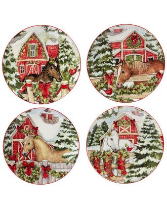 Certified International Homestead Christmas Set Of 4 Dessert Plates
